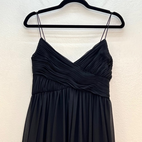 Mac Duggal 2650 Ruched V-Neck Pleated Chiffon Dress Black size XL - Picture 4 of 11